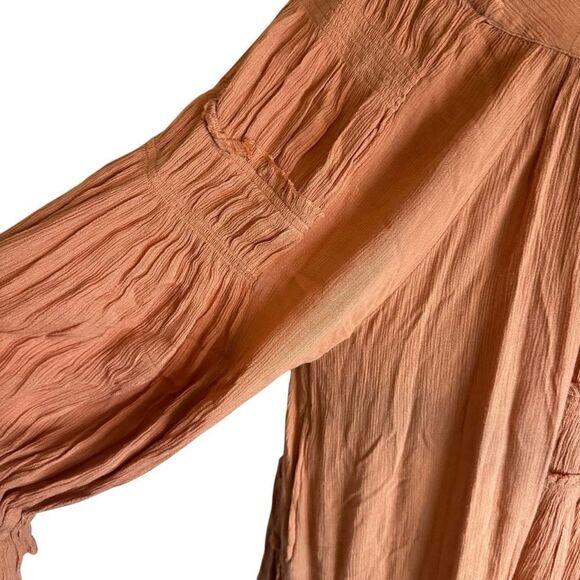 Free People off the shoulder coral swing peasant babydoll long sleeve Dress Sm - Picture 5 of 7